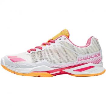 Babolat - Zapatillas de tenis de Material Sintético para hombre White/Orange/Pink 38 EU, color blanco, talla 41