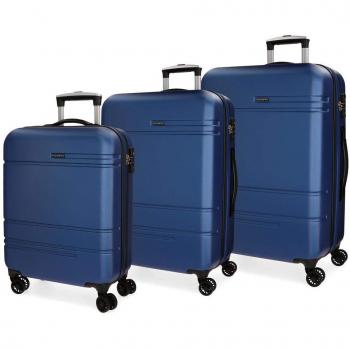 Movom Galaxy Juego de maletas Azul 55/69/79 cms Rígida ABS Cierre TSA 216L 4 Ruedas Dobles Equipaje de Mano