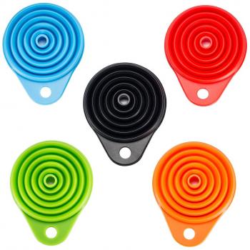 Ailiebhaus 5 piezas plegable embudo de silicona plegable embudo para transferencia de líquidos y polvo