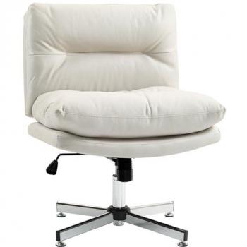 HOMCOM Silla de Escritorio sin Brazos con Altura Ajustable, Función de Basculante, Base Cruzada y Asiento Amplio, Color Gris Claro