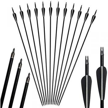 12pack 31inch Arrows Tiro con Arco Caza Fibra de Vidrio Reemplazo Screw-In Broadheads para 20-55lbs Compuesto y Arco Recurvo