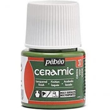 Pintura Cerámica Opaque Verde 45ml - Pébéo, Brillante y Resistente al Frío