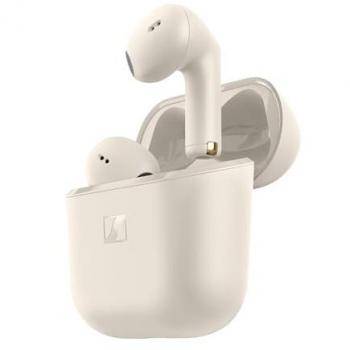 Auriculares Bluetooth Sennheiser Accentum Open True Wireless con diseño abierto, sonido dinámico, resistencia a salpicaduras IPX4, 28 horas de autonomía y estuche de carga USB-C - Crema