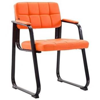 Silla Polsterada Canada I Con Tapizado de Piel Sintética y Estructura Metálica Negra, Color Naranja