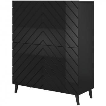 Cama Estantería ABETO 100,5 x 40 x 121,5 cm negro/negro brillante