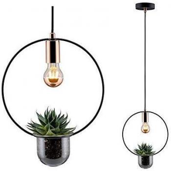Lámpara colgante Tasja con jardinera E27 1x20W negra/cobre