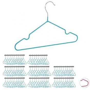 Perchas Bebé Antideslizantes Relaxdays, Pack de 80, Metal, Turquesa, 30 cm