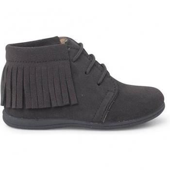 Botas de bebé de piel con flecos y cordones