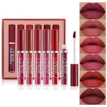Mimore Lápiz labial 6pcs / set Kit de brillo de labios de lápiz labial líquido mate Kit de regalo de lápiz labial líquido resistente al agua de larga duración para cosméticos