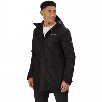 Regatta Largo II - Chaqueta Impermeable y Transpirable con Capucha para Hombre, Hombre, Color Negro, tamaño Extra-Large