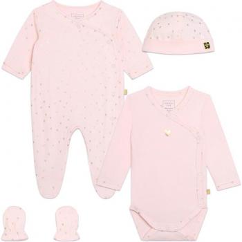 Conjunto de bebé niña de cuatro piezas en color rosa de algodón Carrement Beau Y30020