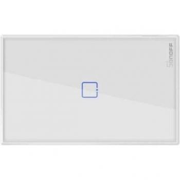 SONOFF T2US1C - Interruptor inteligente de luz con control RF inalámbrico WiFi de pared, interruptor de 1 canal para soluciones de automatización del hogar inteligente con revestimiento de cristal