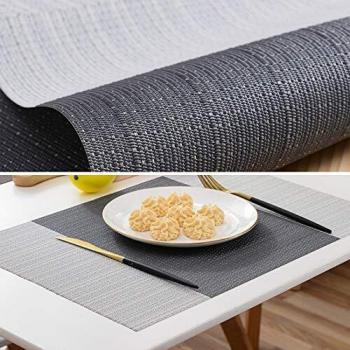 Amazon Brand – Eono 6 Manteles Individuales de PVC Antideslizantes, Repelen la Suciedad y Lavables, Respetuosas con el Medio Ambiente