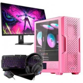 Pack Gaming Rosa Completo PC Racing - AMD Ryzen 5 8600G, 16GB RAM, 1TB SSD, Monitor 24 FullHD, Combo Gaming