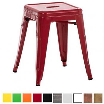 Taburete de metal Armin rojo apilable, altura 46 cm, carga máxima 200 kg