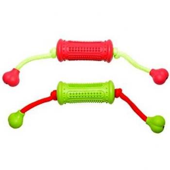 Rollo de Cuerda con Hueso - 9 x 12cm - Juguete para Perros - Material de Caucho Resistente - Fortalece la Musculatura de la Mandíbula - Sacia el Instinto de Cazar - Duvo+
