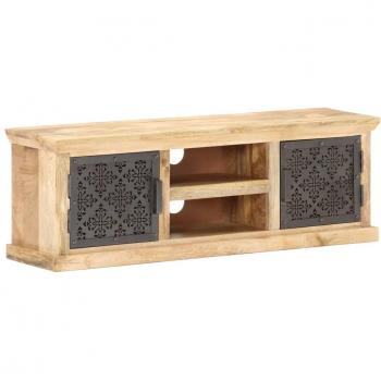 Mueble TV con puertas de acero y madera maciza de mango 120x30x40cm