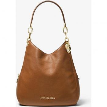 Bolso de hombro Lillie de piel granulada en color beige/marrón para dama