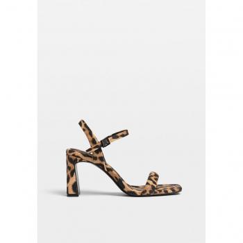 Stradivarius Leopard Print High-Heel Sandals