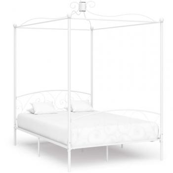 Cama con dosel de metal blanco 120x200cm