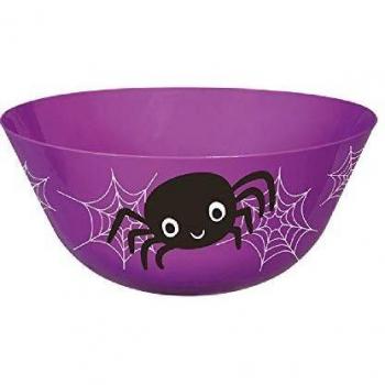 amscan- Spider - Cuenco de plástico para caramelos, 1 unidad, Color morado/negro, Talla única
