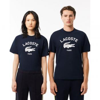 Camiseta Lacoste Big Logo Ultra-Dry de hombre unisex, corte clásico, manga corta, color azul marino