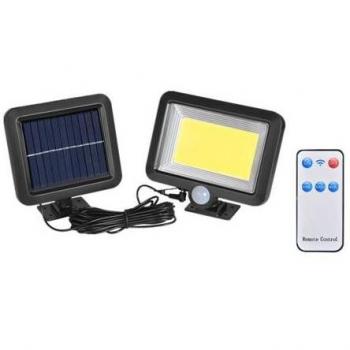 Elbat Foco Solar con Mando a Distancia - 1000 Lúmenes - Luz Fría 6500K - Sensor de Movimiento - Batería 1200mAh