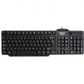 Approx APPKBDNIV2 - Teclado español QWERTY DNIe, Compatible con Tarjeta Sanitaria, Color Negro