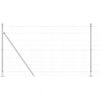 Valla de Campo Plateada 50 x 1.4 m de Acero Galvanizado con Pilares y Placas Base