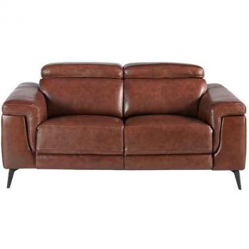 Sofá 2 plazas tapizado en piel vacuno Angel Cerda 6116C, color Marrón Coñac, dimensiones 170 x 103 x 99 cm