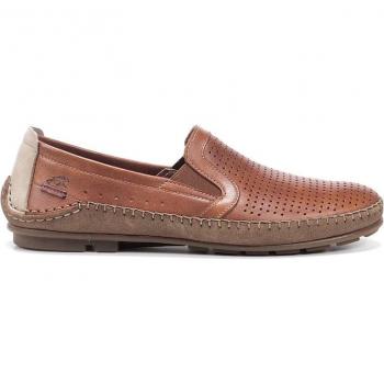 Fluchos - Mocasines de hombre en color marrón claro y fabricados en piel