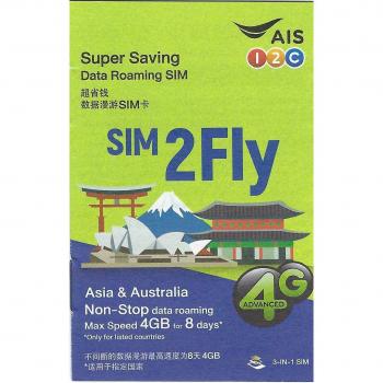 SIM Asia en Prepago - 14 País - 4GB Data 3G / 4G - 8 Días - SIM2Fly