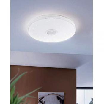 Plafón LED Milazzo IP44 con Bluetooth, RGB y control remoto, 40 cm, efecto cristal