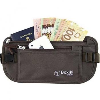 Invisible Dinero Cinturón con Bloqueo de RFID Material para Prevenir Carterista por Boxiki Travel, Riñonera Viaje Antirrobo para Proteger su Teléfono, Pasaporte y Tarjetas con Correa Ajustable