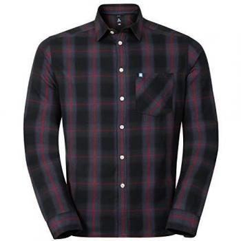 Odlo Camiseta L/S Registrador Camisas LG.Pulsera HE/Uni, otoño/Invierno, Hombre, Color Ombre Blue - Jester Red Check, tamaño XL