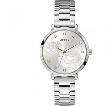Guess Reloj Mujer Analógico de Cuarzo con Correa de Acero Inoxidable GW0242L1, Diámetro de 38mm