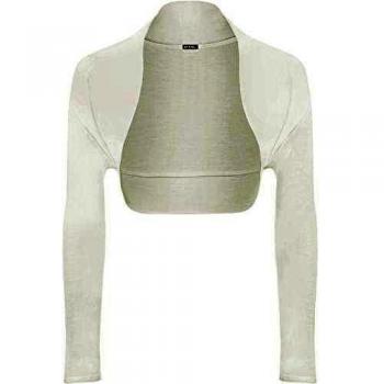 WearAll - Mujeres Shrug del Bolero Stretch Cardigan de la Tapa - Crema - 40-42