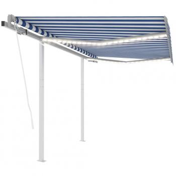 Toldo automático LED y sensor de viento azul y blanco 3x2,5 m