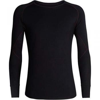 Icebreaker Camiseta Funcional 260 Zone LS Crewe para Hombre, Hombre, 104360, Negro/Rojo Chili, XL
