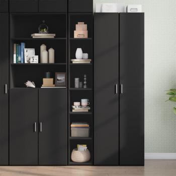 Aparador alto negro de madera multicapa y de ingeniería 30x41x185 cm