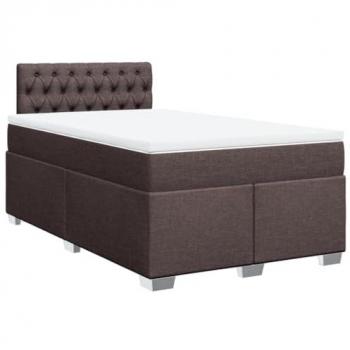 Cama Box Spring con Colchón Tela Marrón Oscuro 120x190 cm
