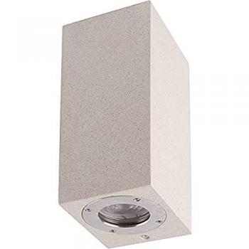 Aplique de pared rectangular LEVI, 2 x GU10 (máx. 12W), IP65, hormigón blanco, 2 años de garantía