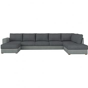 Sofá rinconero Comfivo 191, gris, con función de descanso y caja de ropa de cama, dimensiones 370x186x85cm