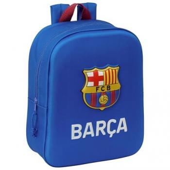 Mochila Escolar 3D F.C. Barcelona Azul Marino 22x27x10 cm, Adaptable a Carro, Fácil Limpieza, Ideal para Niños