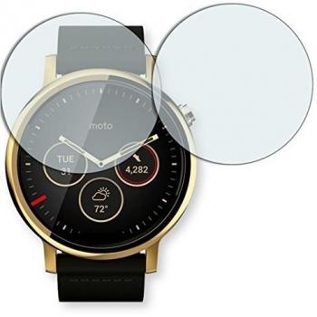 2 x protectores pantalla Golebo para Motorola Moto 360 2nd Gen. 42 mm. Lámina protectora adhesiva invisible Crystal Clear. Fabricado en Alemania.