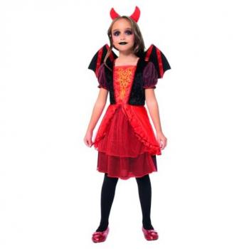 Disfraz Infantil de Diablesa Roja con Alas y Diadema - Licencia Oficial para Halloween, Carnaval y Cosplay
