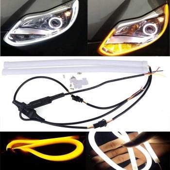 ARMAZENAR 60CM Blanco/ámbar Flexible DRL LED Tipo de Tira de Tubo Luces diurnas Luz de señal de Giro