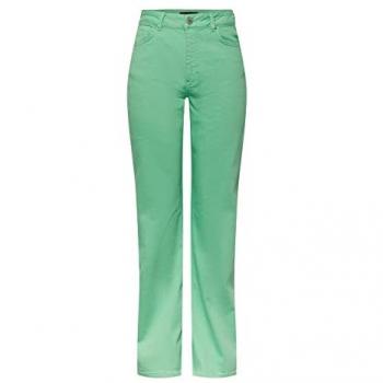 Pantalón Vaquero Ancho Recto de Tiro Alto para Mujer en Verde Absenta - Pieces Holly Jeans