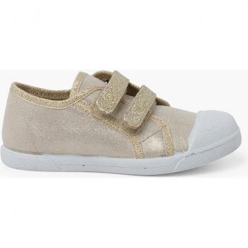 Zapatillas de lona de niña blanditas con doble tira adherente y brillos