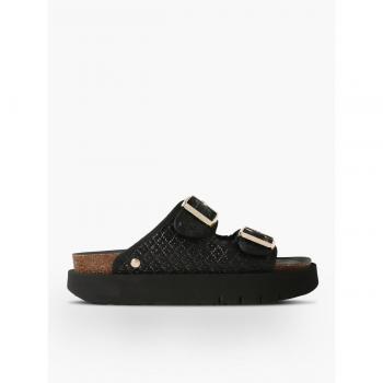 Sandalias planas de mujer con planta anatómica - Genuins G105669 (negro)
